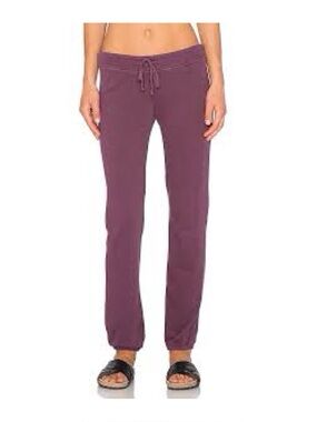 James Perse Women's Genie Sweatpant in Pinot/ Purple Pigment Dyed Cotton Pant XS